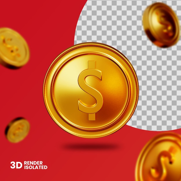 Moeda de ouro 3d isolada