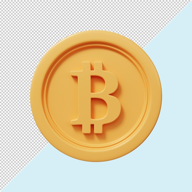 Moeda de ouro Bitcoin renderização em 3D