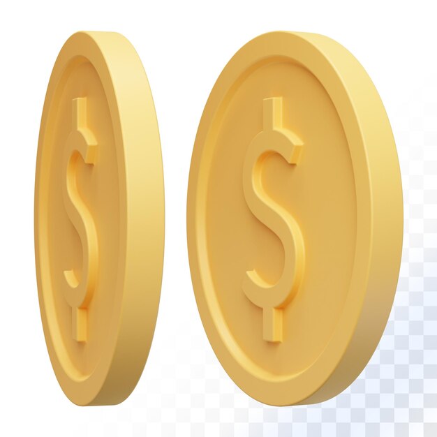 moeda de ouro do dólar de renderização 3D
