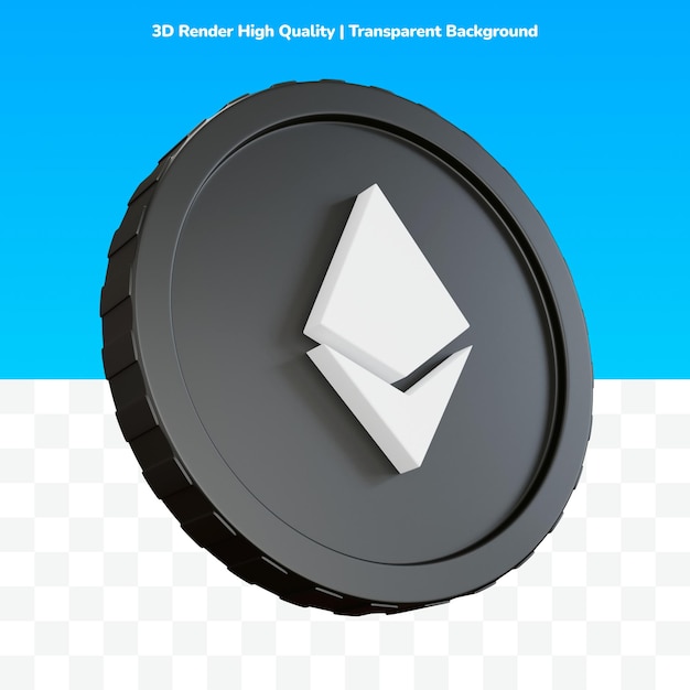 moeda de renderização 3d vista lateral Ethereum