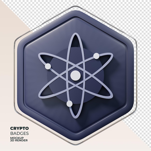 PSD moeda de renderização cosmos atom badge 3d