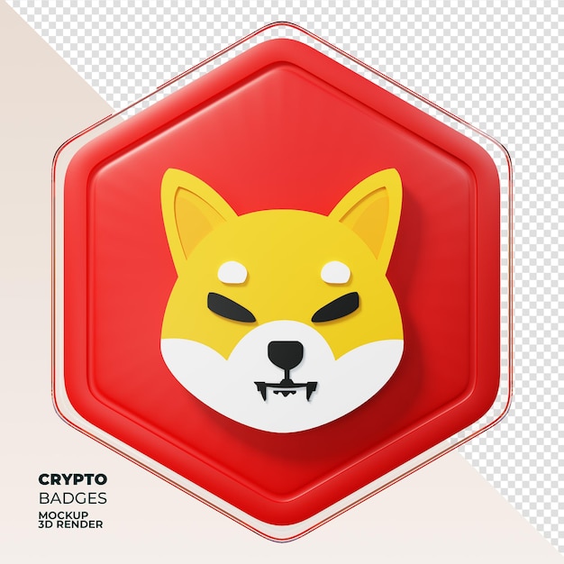 PSD moeda de renderização shiba inu shib badge 3d