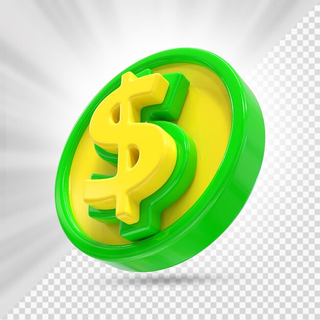 PSD moeda de símbolo de dólar 3d render