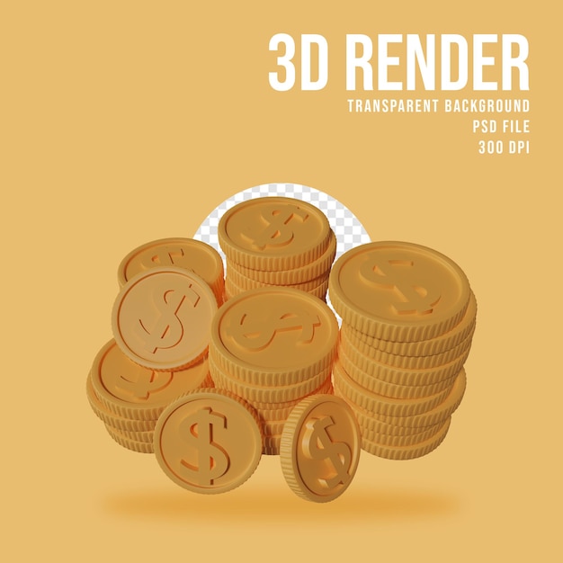 PSD moeda do dólar da pilha da ilustração 3d