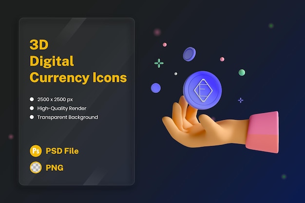 Moeda estável digital de criptomoeda de ilustração de ícone 3D
