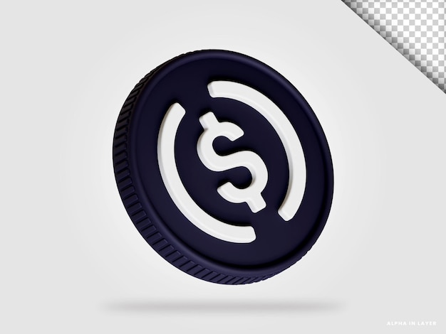 Moeda USD moeda criptográfica usdc renderização 3d isolada