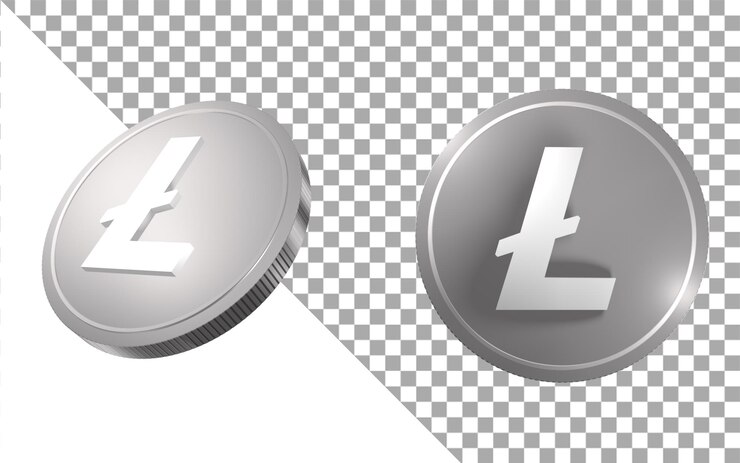 moedas de criptomoeda renderização 3d Litecoin LTC