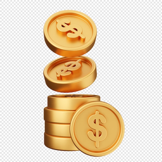 moedas de ouro com um sinal de dólar