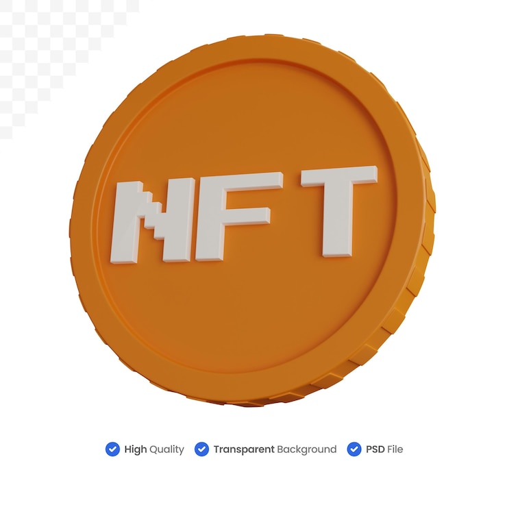 PSD moedas nft de renderização 3d isoladas