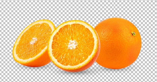 Moitié mûre d'agrumes orange isolés sur la couche alpha