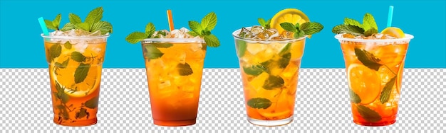 Mojito cocktail orange sur tasse en plastique et vue latérale en verre AI générative