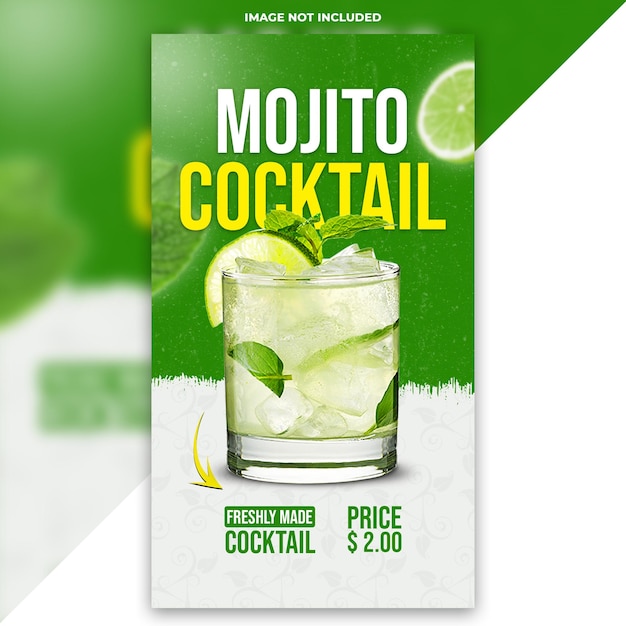 Mojito cóctel plantilla de la historia de Facebook en Instagram