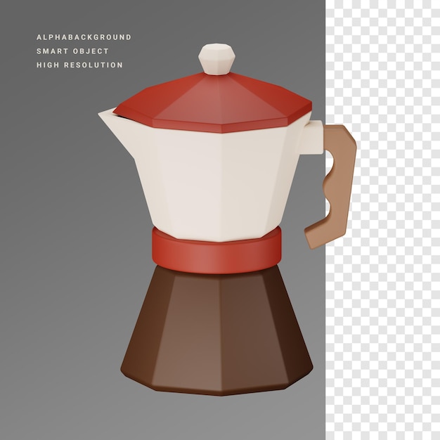 PSD moka-topf 3d-symbol-illustration