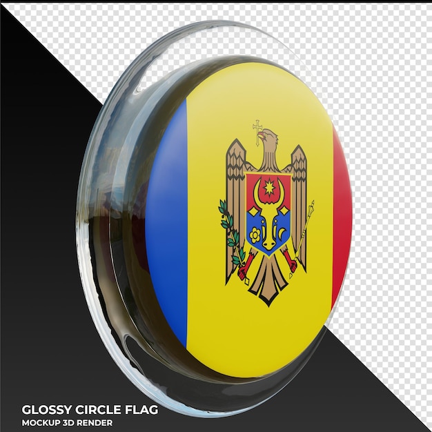 Moldavie0003 Drapeau De Cercle Brillant Texturé 3d Réaliste