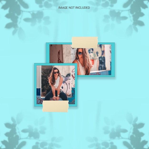 Moldura de foto de sobreposição de sombra minimalista moderna, maquete polaroid premium Psd