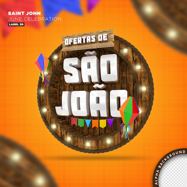 moldura de madeira sao joao festa junina, renderização em 3D