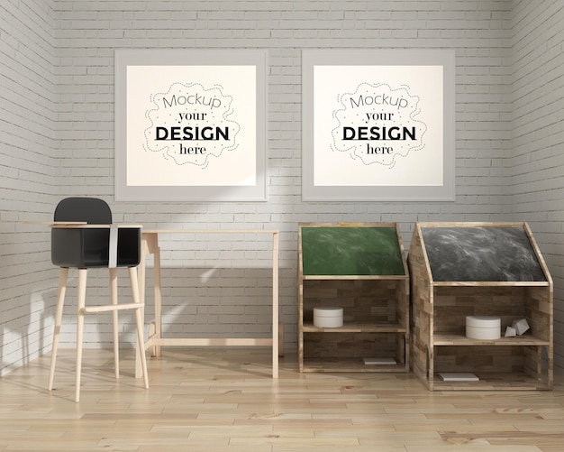 Moldura de pôster na sala de estar Psd Mockup