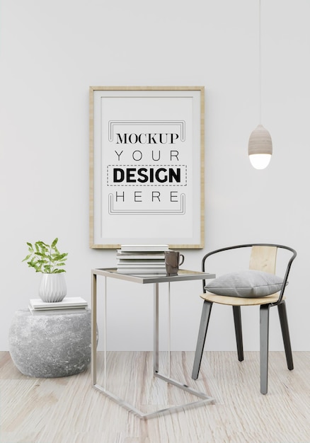 Moldura de pôster na sala de estar Psd Mockup