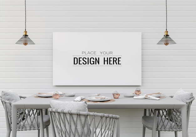 Moldura de pôster na sala de estar psd mockup