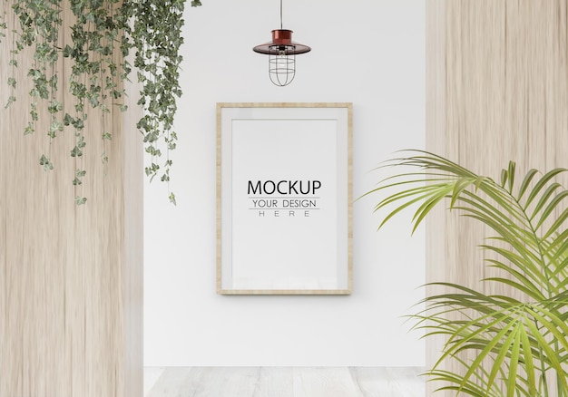 Moldura de pôster na sala de estar psd mockup