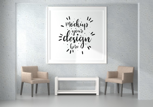 Moldura de pôster na sala de estar Psd Mockup
