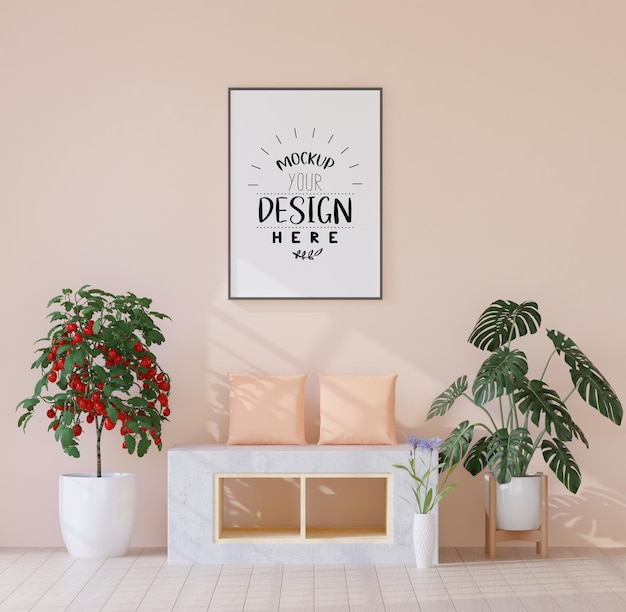 Moldura de pôster na sala de estar Psd Mockup