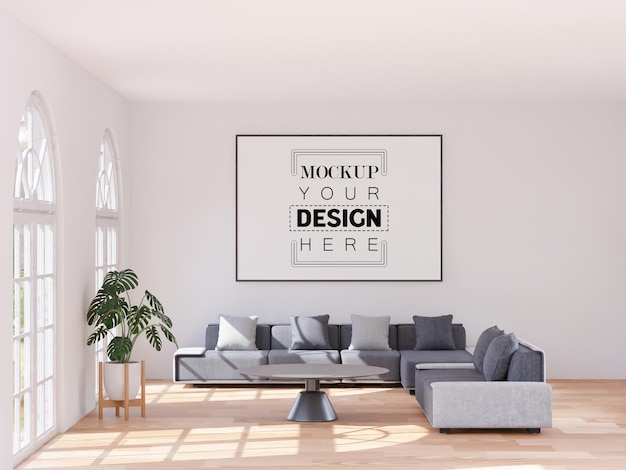 Moldura de pôster na sala de estar Psd Mockup