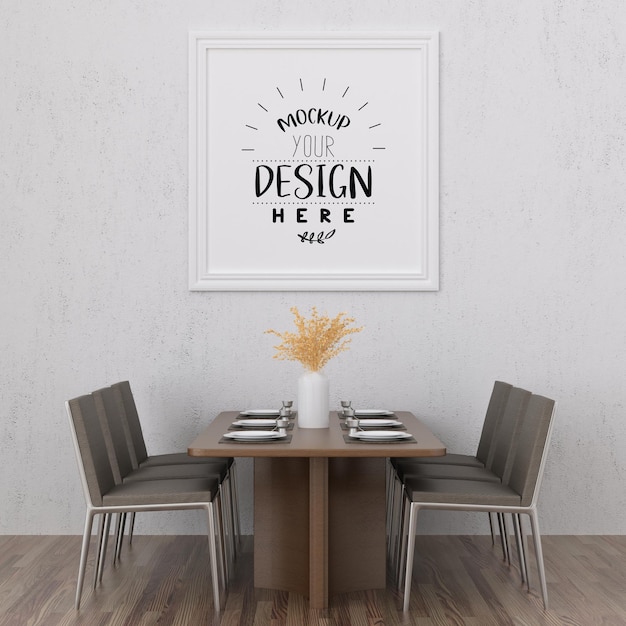 Moldura de pôster na sala de estar Psd Mockup