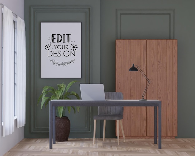 Moldura de pôster na sala de estar Psd Mockup