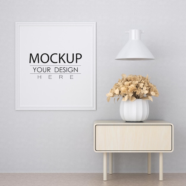 Moldura de pôster na sala de estar Psd Mockup