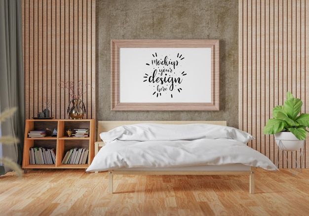 Moldura de pôster na sala de estar Psd Mockup