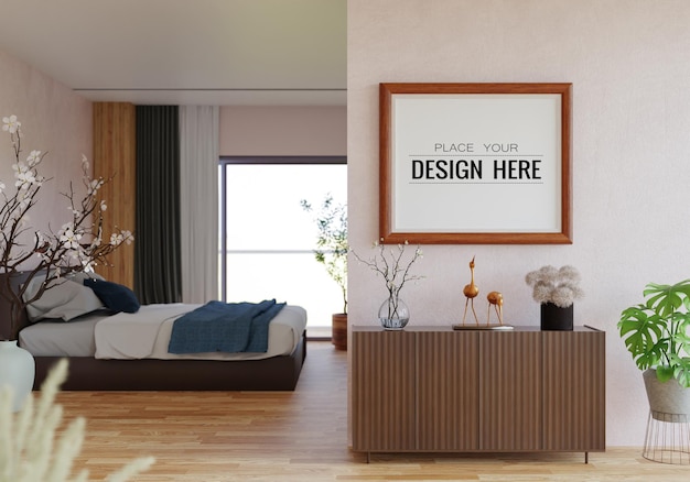 Moldura de pôster na sala de estar Psd Mockup