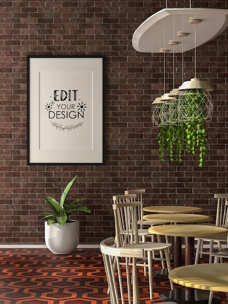 Moldura de pôster na sala de estar psd mockup