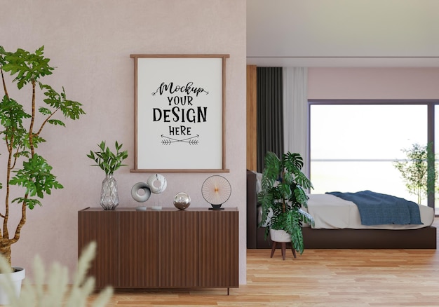 Moldura de pôster na sala de estar Psd Mockup