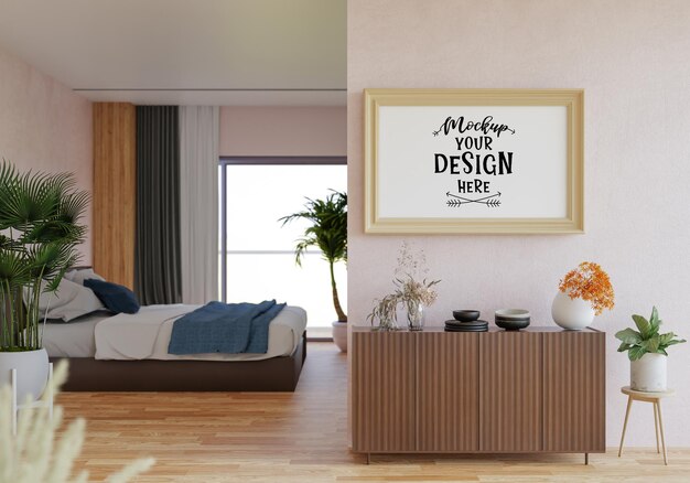 Moldura de pôster na sala de estar Psd Mockup