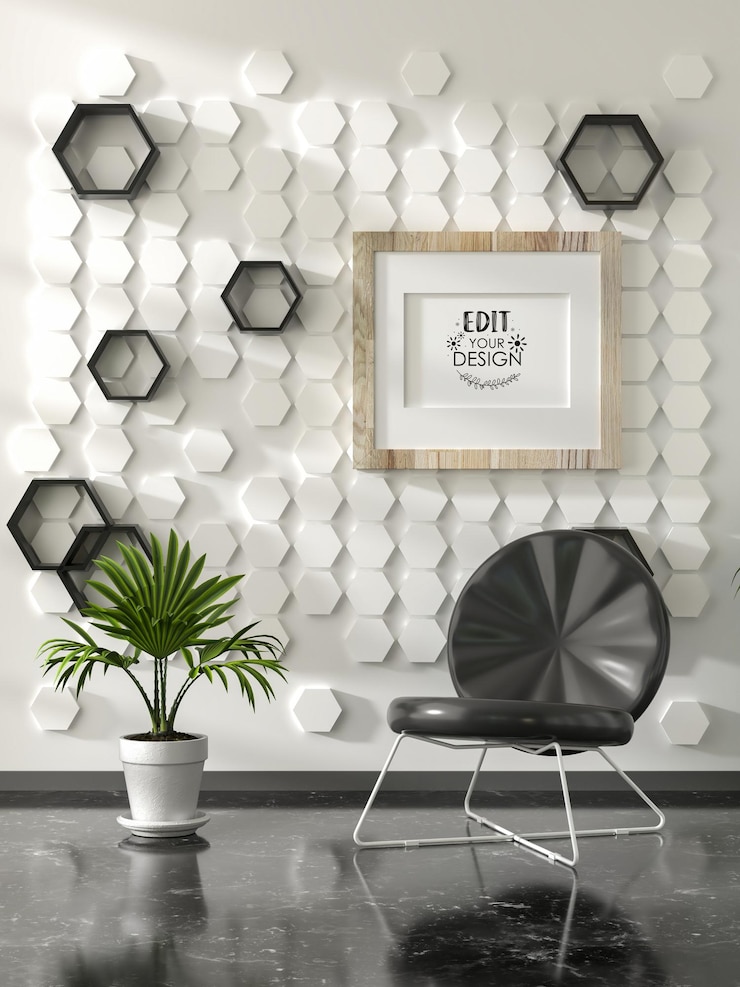 PSD moldura de pôster na sala de estar psd mockup