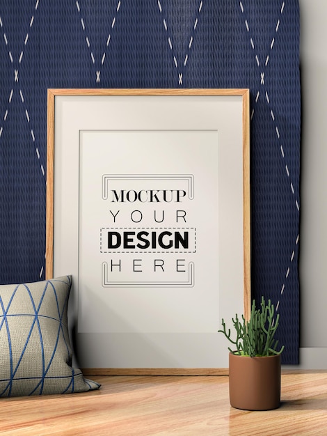 Moldura de pôster na sala de estar Psd Mockup