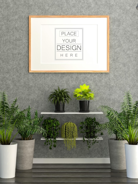Moldura de pôster na sala de estar Psd Mockup