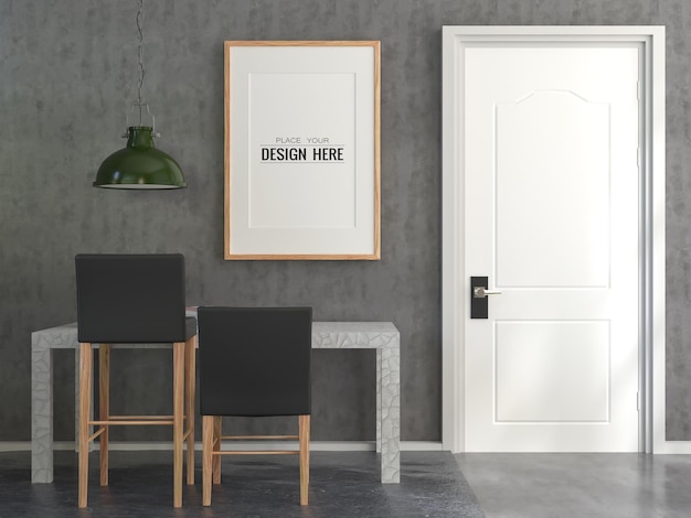 Moldura de pôster na sala de estar Psd Mockup