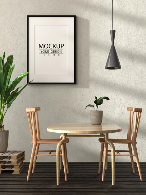 Moldura de pôster na sala de estar psd mockup