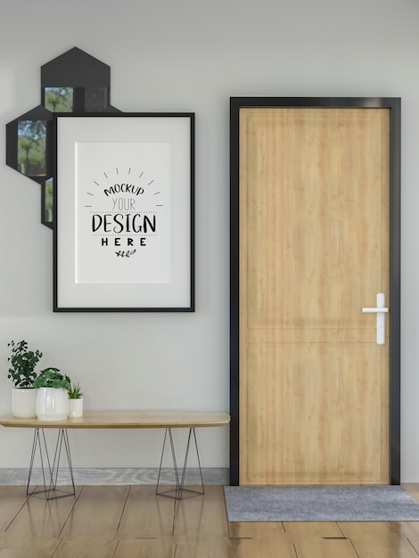 Moldura de pôster na sala de estar Psd Mockup