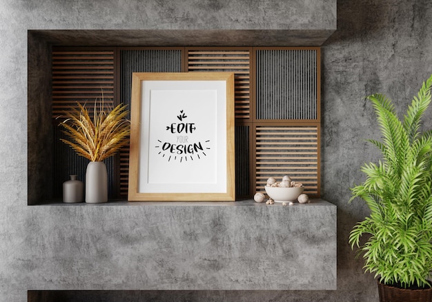 Moldura de pôster na sala de estar Psd Mockup