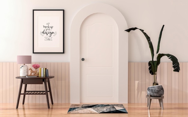 Moldura de pôster na sala de estar Psd Mockup