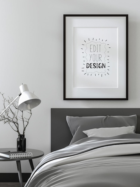 Moldura de pôster na sala de estar Psd Mockup