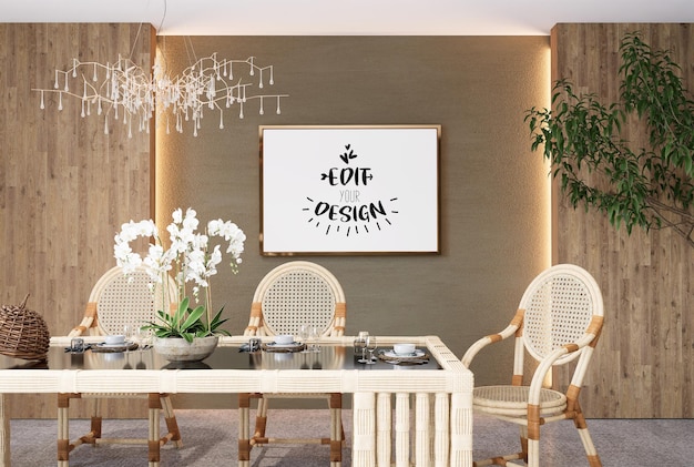 Moldura de pôster na sala de estar Psd Mockup