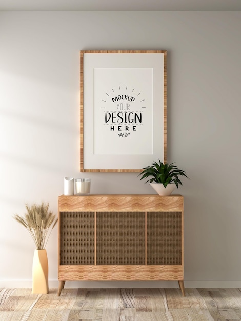 Moldura de pôster na sala de estar Psd Mockup