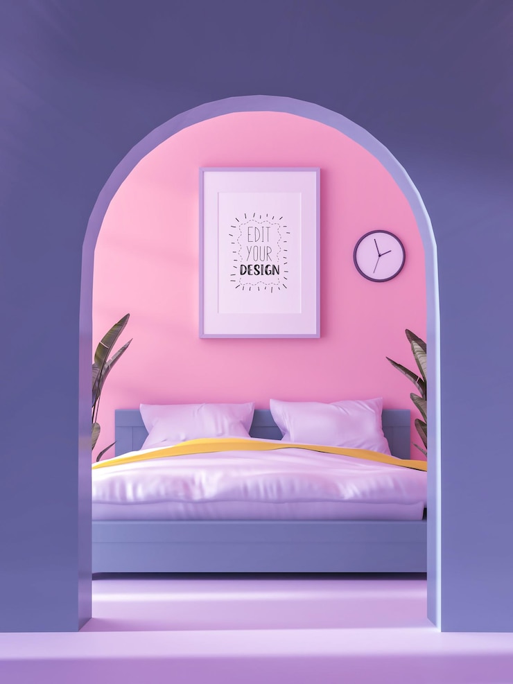 PSD moldura de pôster na sala de estar psd mockup