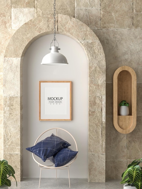 Moldura de pôster na sala de estar Psd Mockup