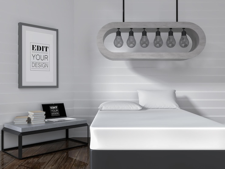 PSD moldura de pôster na sala de estar psd mockup