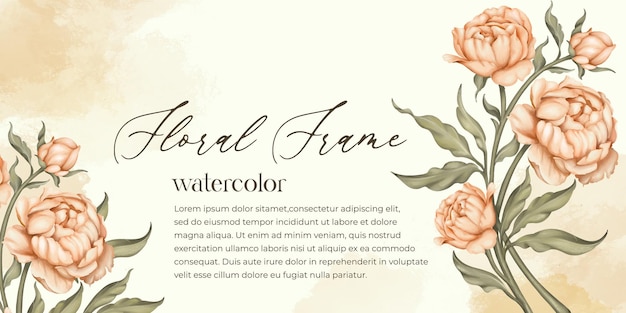 PSD moldura floral natural premium decorada com flores em aquarela pintadas à mão